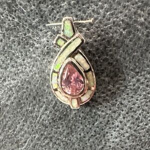 Elegant Pink Teardrop Pendant Necklace - Sterling Style
